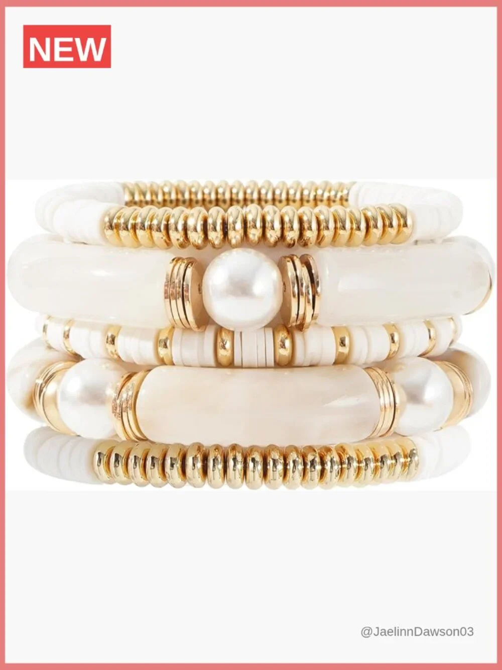 Chunky Bamboo Acrylic Tube Stretch Bangle Bracelet Set Gold Plated Beaded